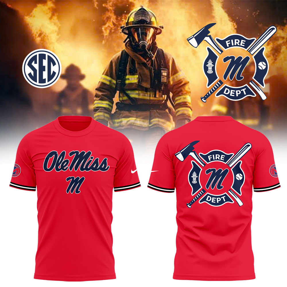 Ole Miss Baseball x Firefighter Appreciation Night T-Shirt Oregontrailrvpk Shirt