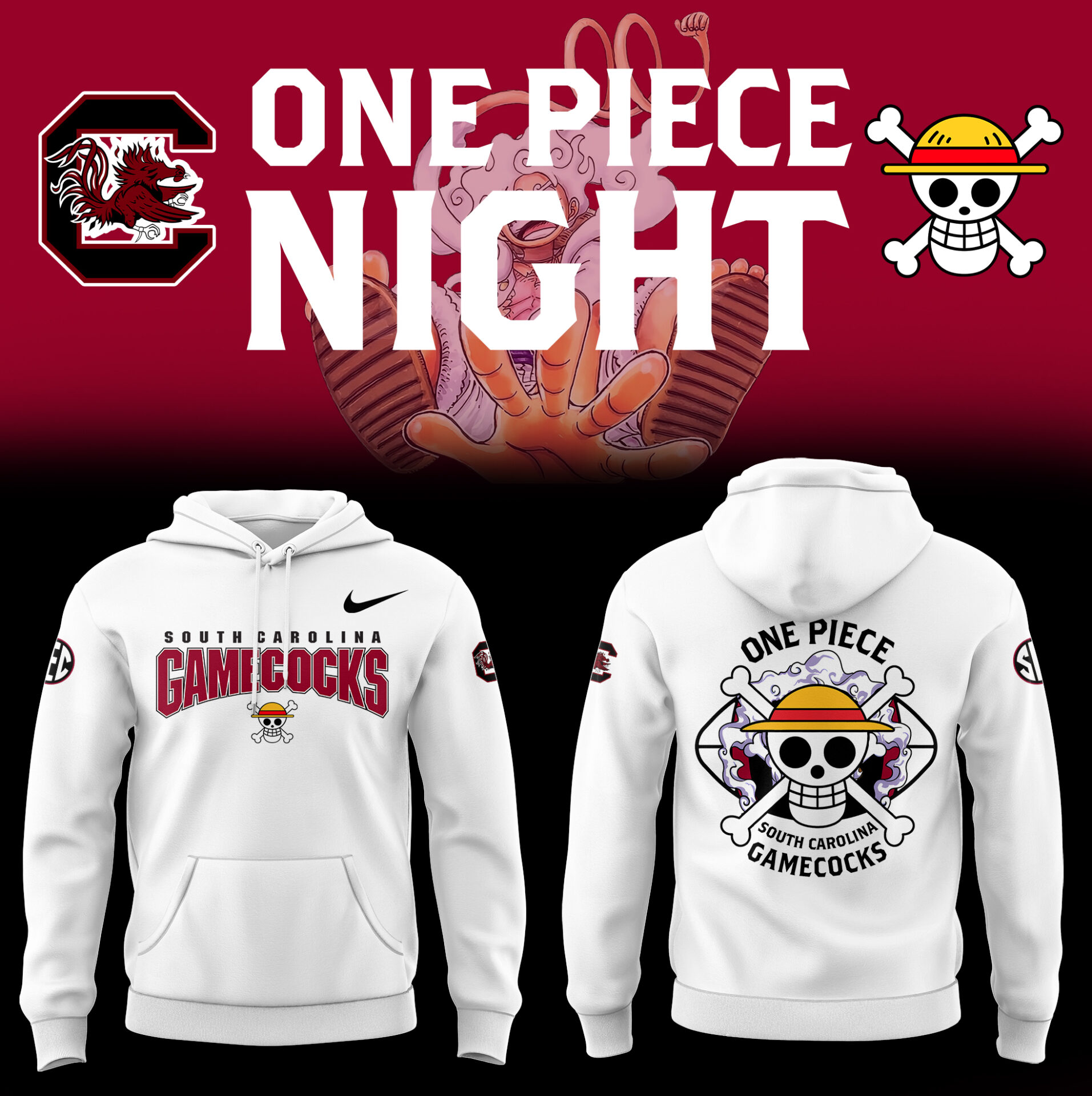 One Piece x Gamecocks Hoodie Cool Gifts For Basketball Players