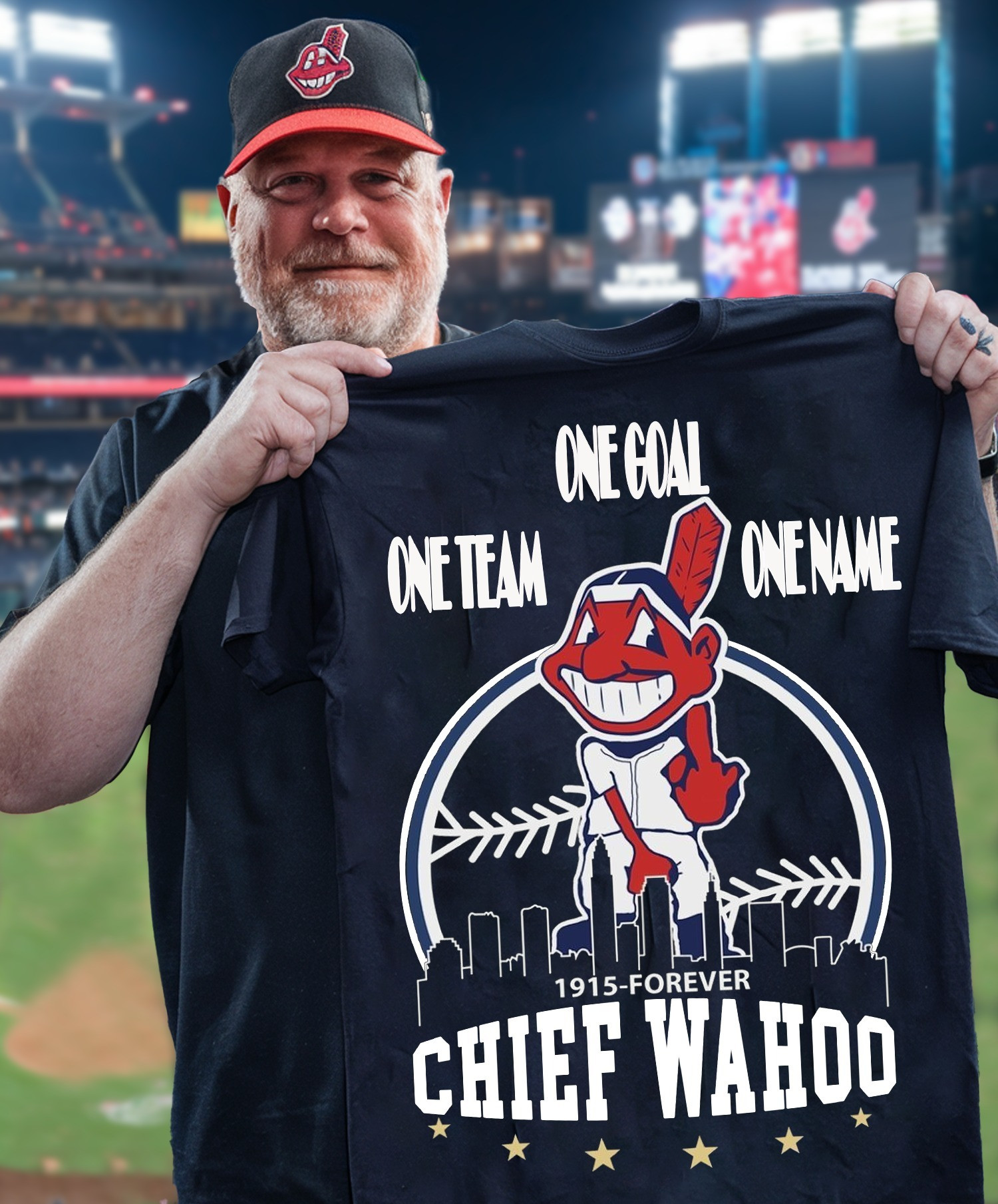 One Team One Goal Forever One Name Indians Chief Wahoo T-Shirt Cleveland Indians Oregontrailrvpk Shirt