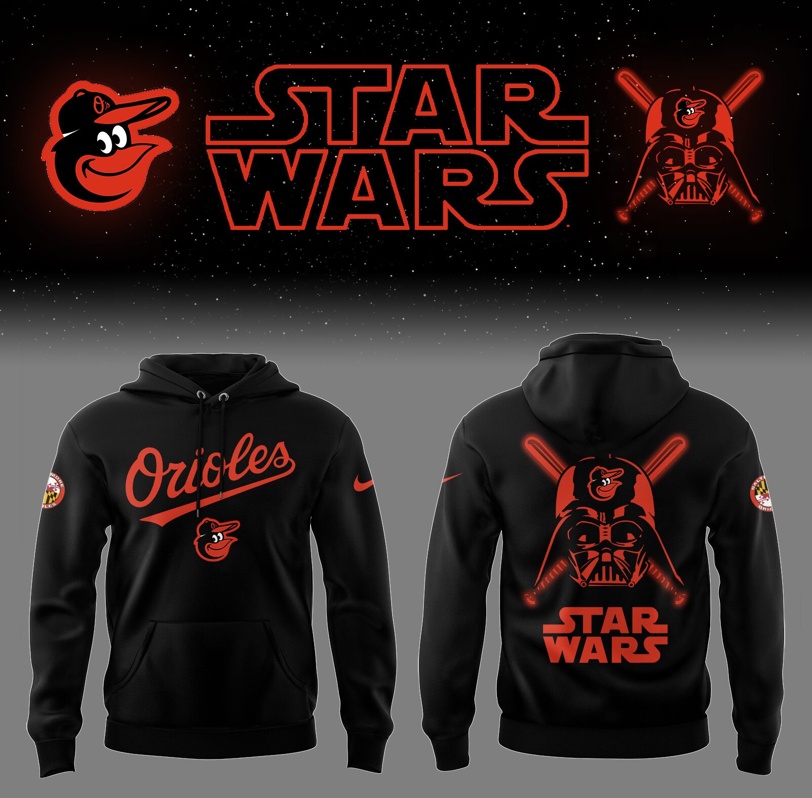 Orioles Baseball 2025 Orioles X Star Wars Hoodie
