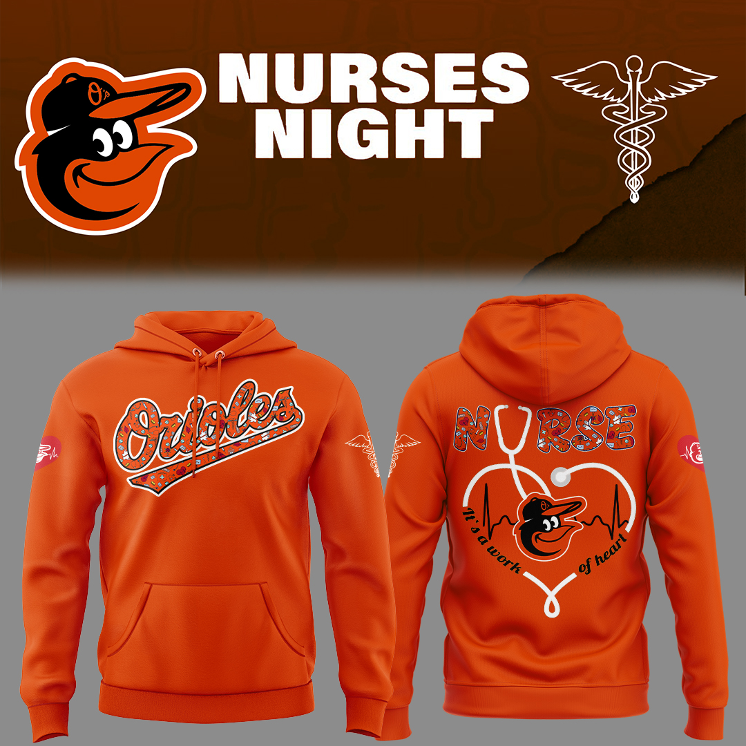 Orioles Baseball Nurses Night Orange Hoodie Baseball Coach Gift Ideas