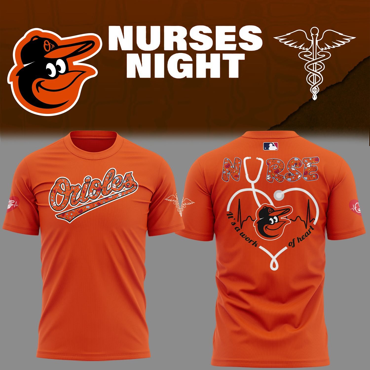 Orioles Baseball Nurses Night Orange T-Shirt For Baseball Players Gifts For Baseball Players Oregontrailrvpk Shirt