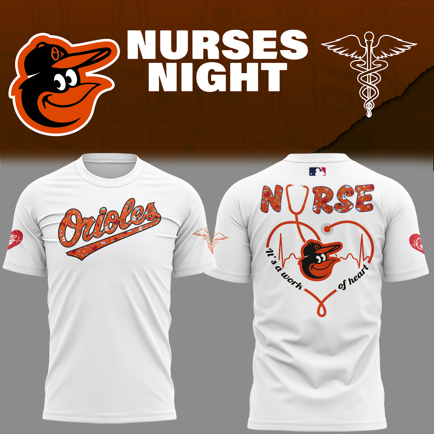 Orioles Baseball Nurses Night White T-Shirt For Baseball Players Baseball Oregontrailrvpk Shirt