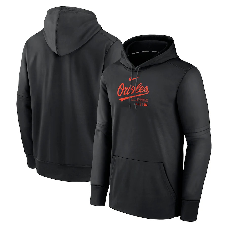 Orioles Black Collection Practice Performance Pullover Hoodie Baseball