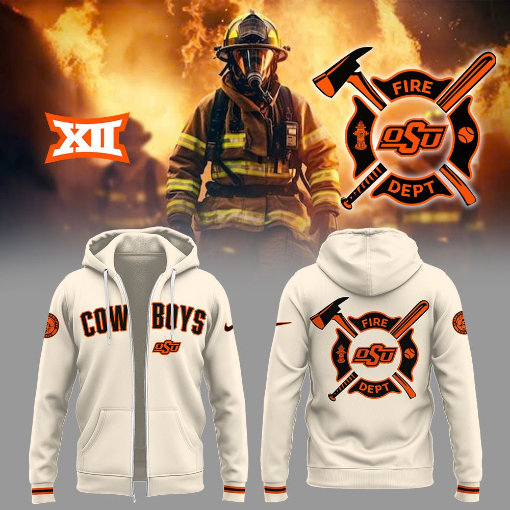 OSU Baseball x Firefighter Appreciation Cream Zip Hoodie Presents