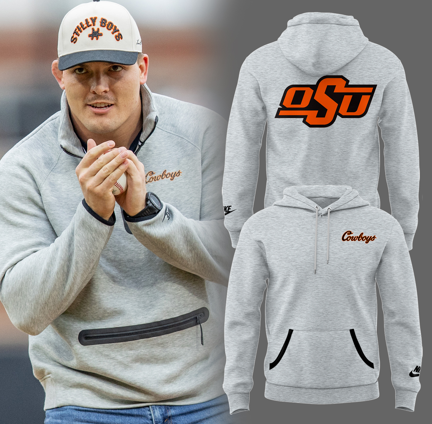 OSU Cowboy Gray Hoodie Best Gifts For Wrestling Players