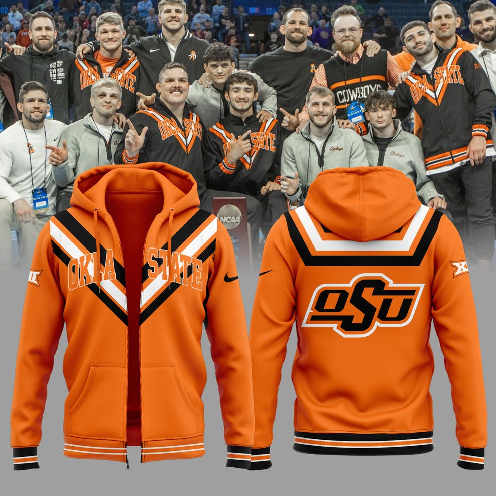 OSU Cowboys Wrestling Orange Zip Hoodie Oklahoma State Zip Up Hoodie Merch