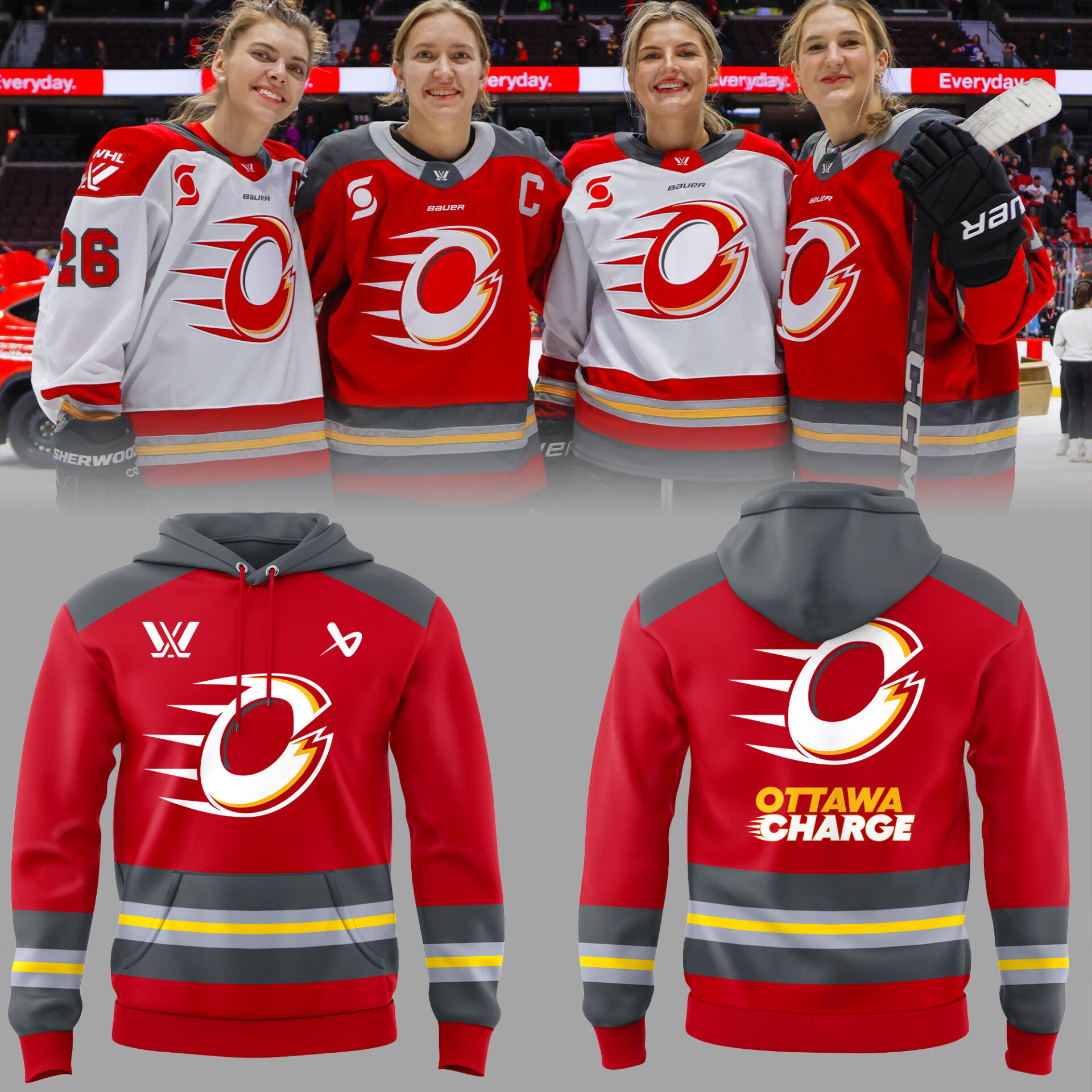 Ottawa Charge Hockey Red Hoodie Senior Hockey Player Gifts