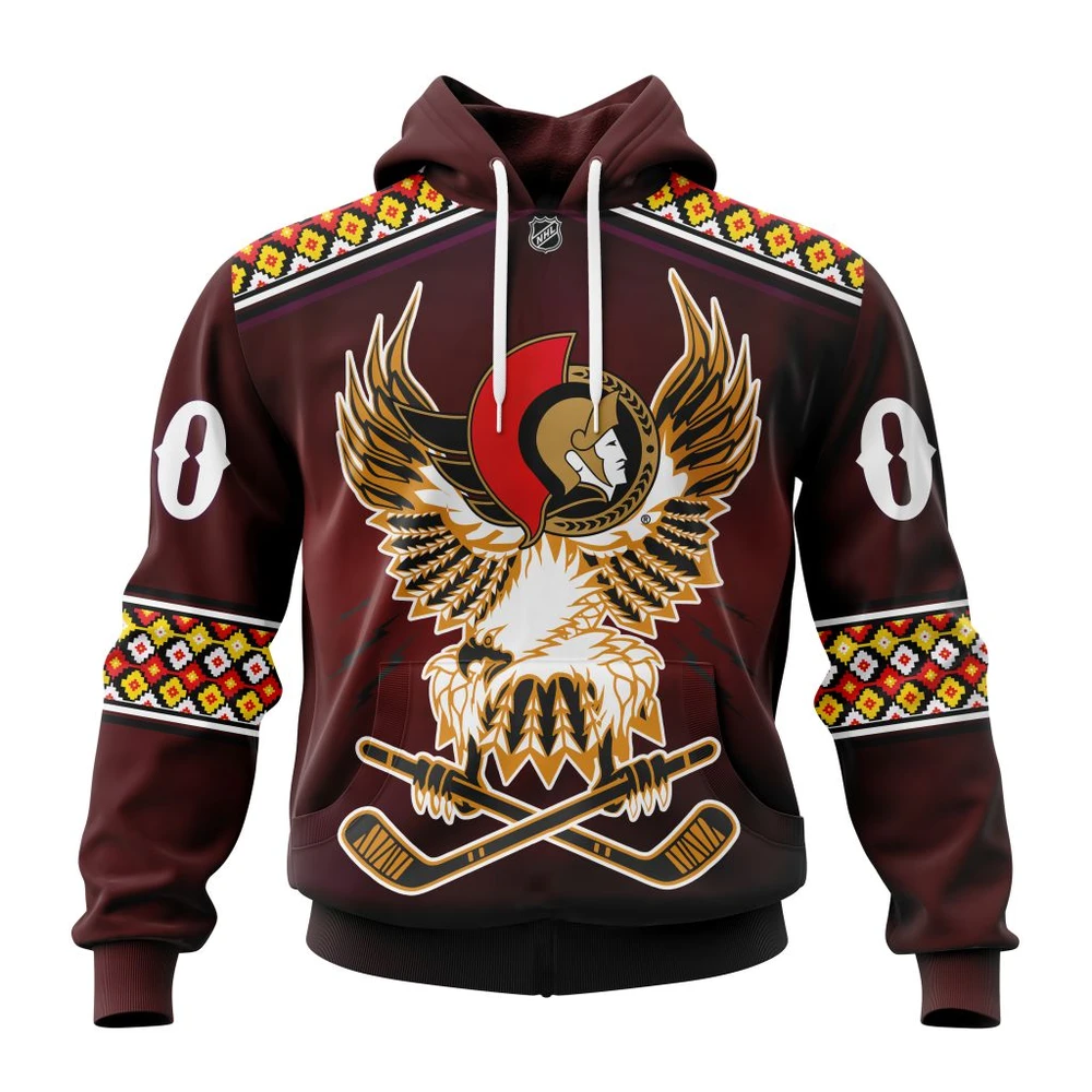 Ottawa Senators Celebrate Indigenous Culture With Specialized Wasac Night All Over Print Hoodie Style 47343