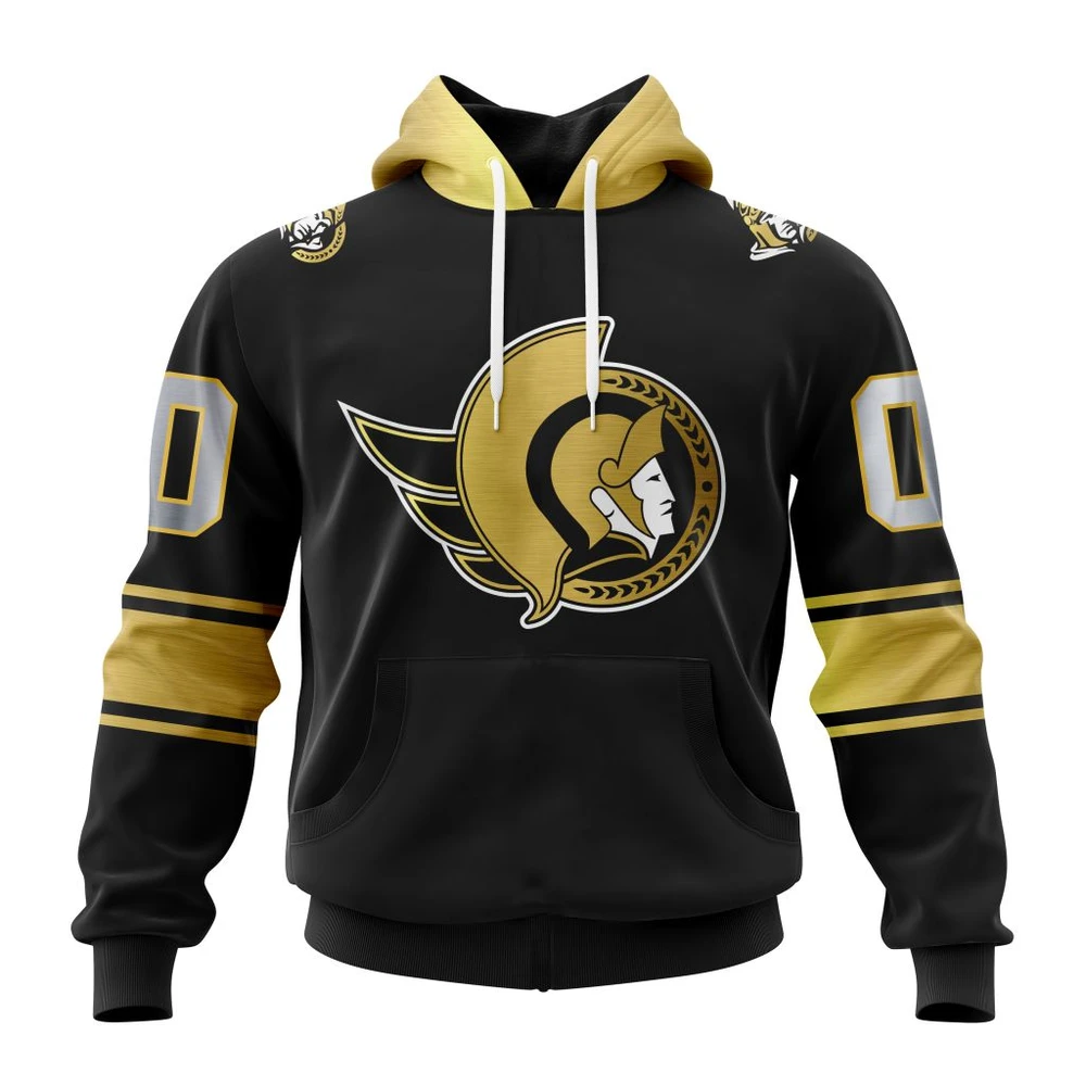 Ottawa Senators Special Black And Gold Design All Over Print Hoodie Style 64779