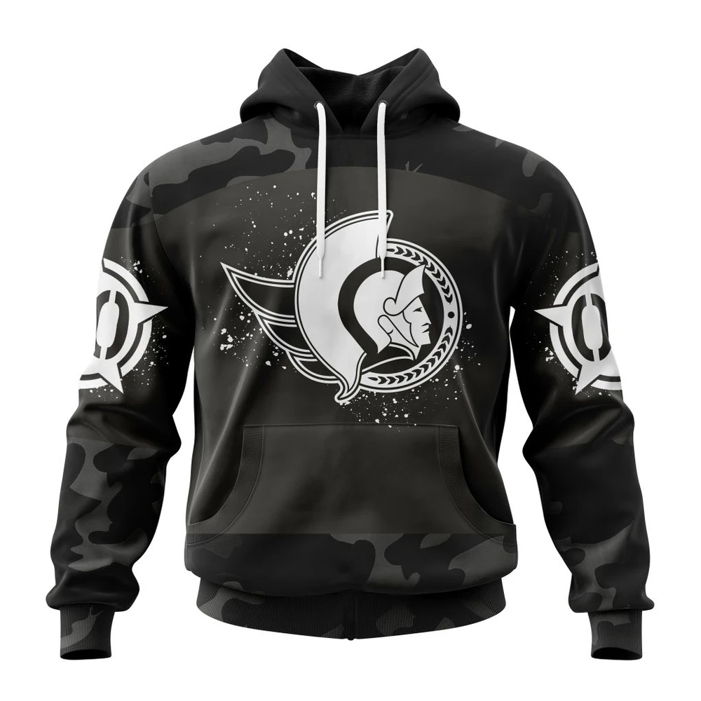 Ottawa Senators Special Black Camo Design For Veterans Day All Over Print Hoodie Style 69574
