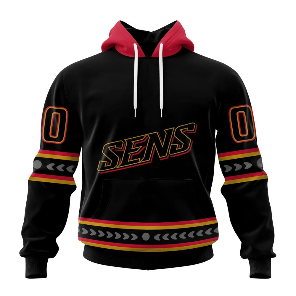 Ottawa Senators Special Blackout Design All Over Print Hoodie Style 99904