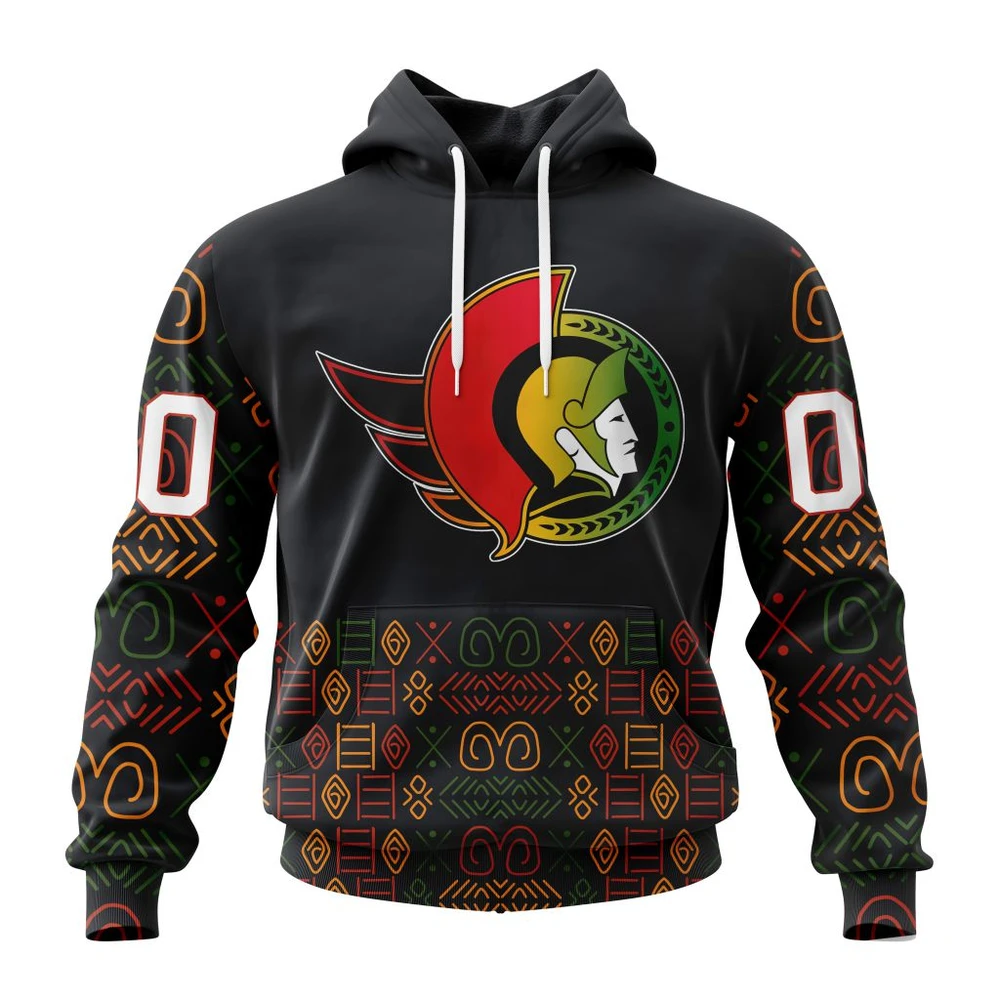 Ottawa Senators Special Design For Black History Month All Over Print Hoodie Style 26383