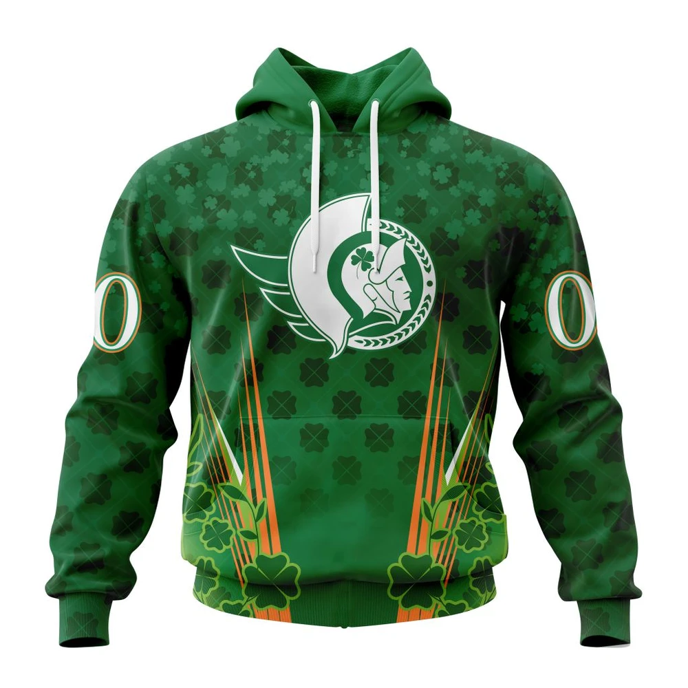 Ottawa Senators Special Design For St. Patrick Day All Over Print Hoodie Style 16468