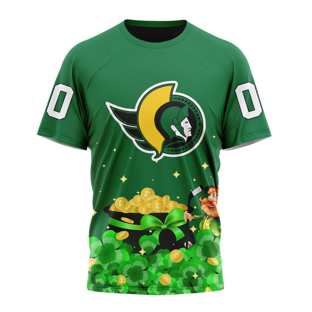 Ottawa Senators Special Design For St.Patrick's Day Personalized Name And Number T-Shirt Oregontrailrvpk Shirt