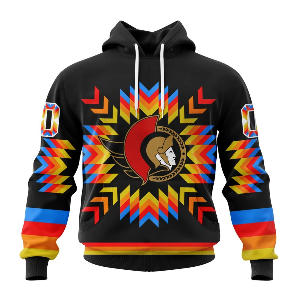 Ottawa Senators Special Design With Native Pattern All Over Print Hoodie Style 29383
