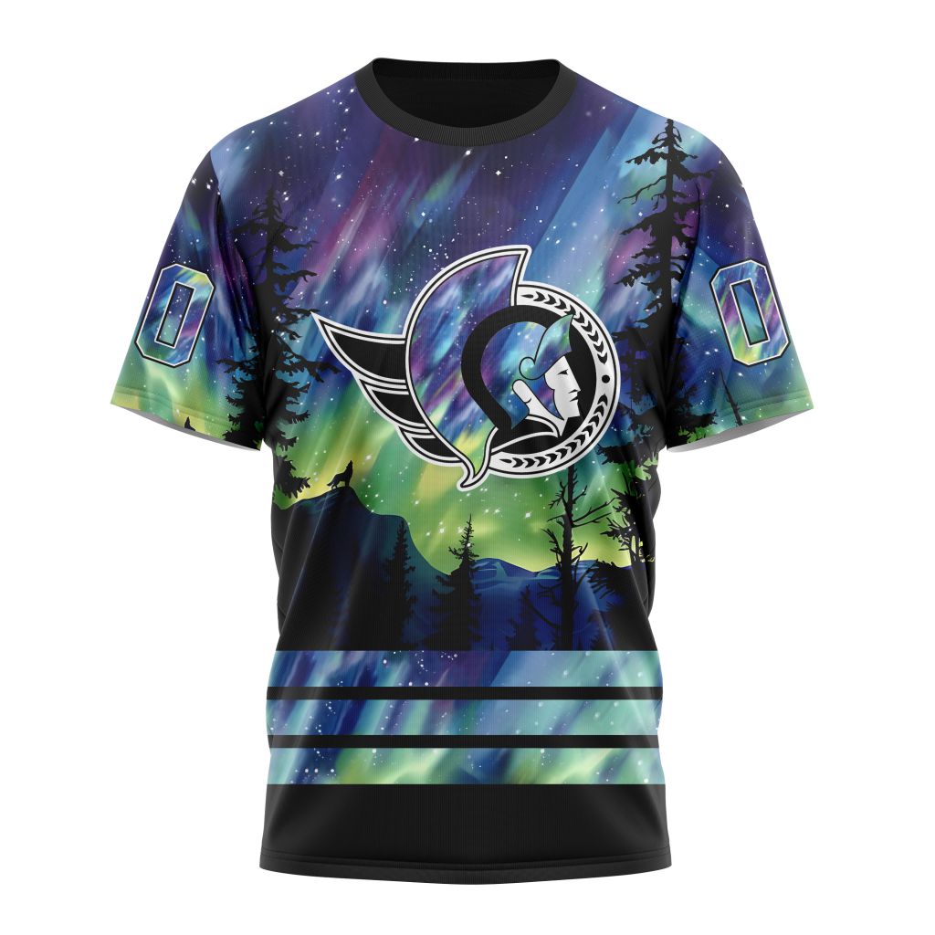 Ottawa Senators Special Design With Northern Lights 01 Personalized Name And Number T-Shirt Oregontrailrvpk Shirt