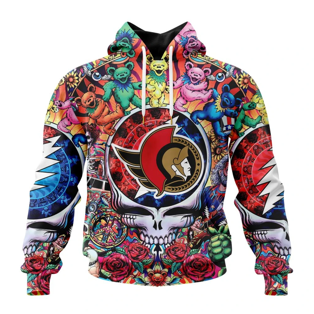 Ottawa Senators Special Grateful Dead Design All Over Print Hoodie Style 68642