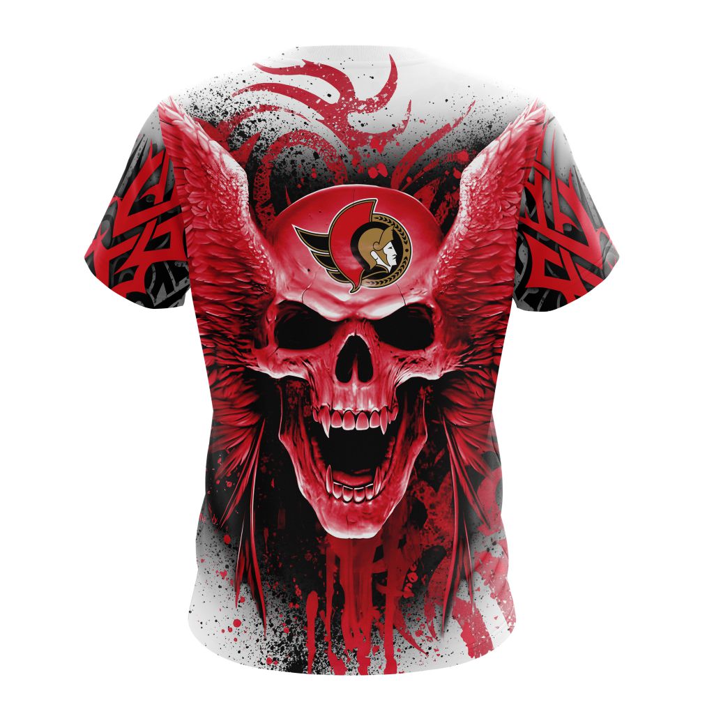 Ottawa Senators Special Kits With Skull Art T-Shirt Oregontrailrvpk Shirt