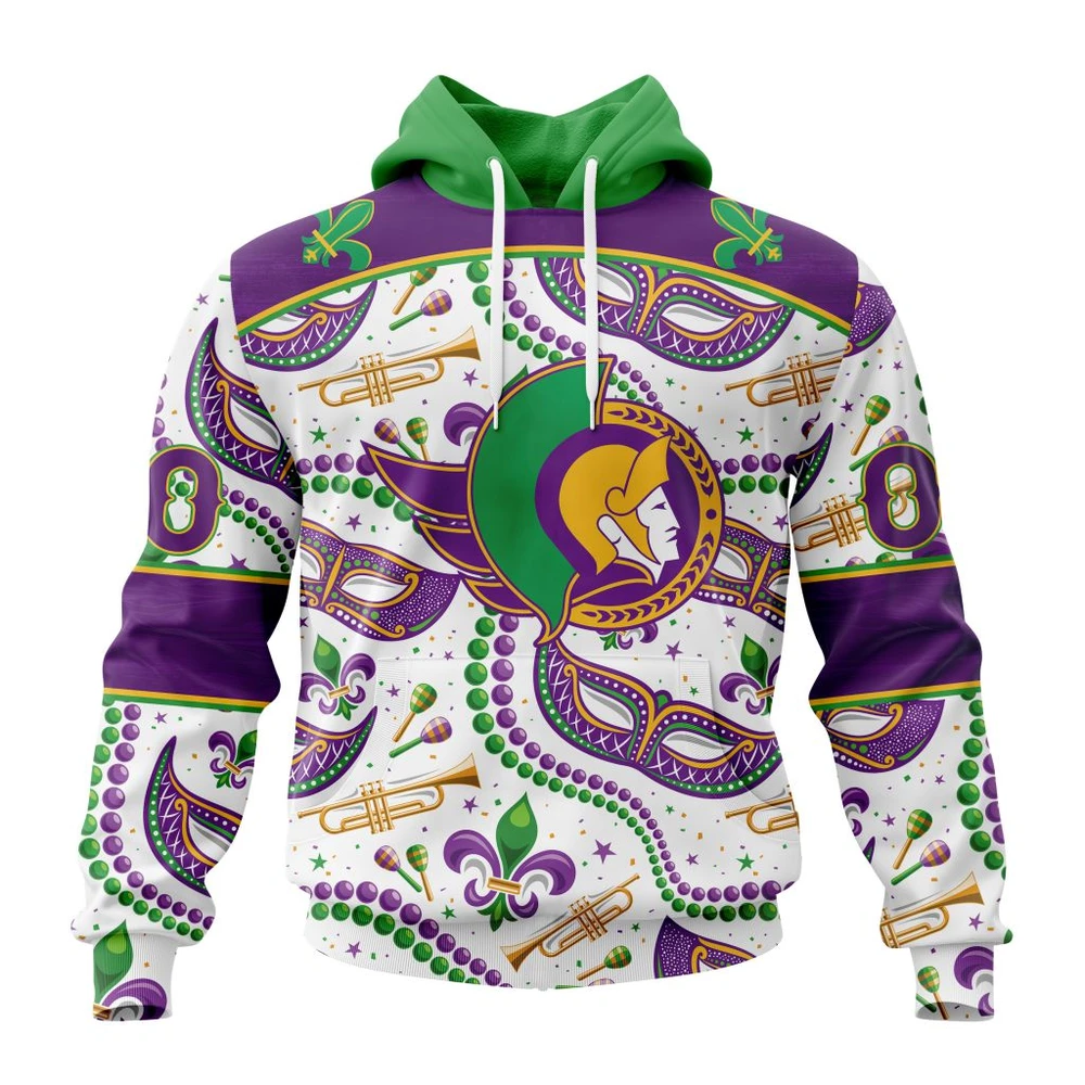 Ottawa Senators Special Mardi Gras Design All Over Print Hoodie Style 17942