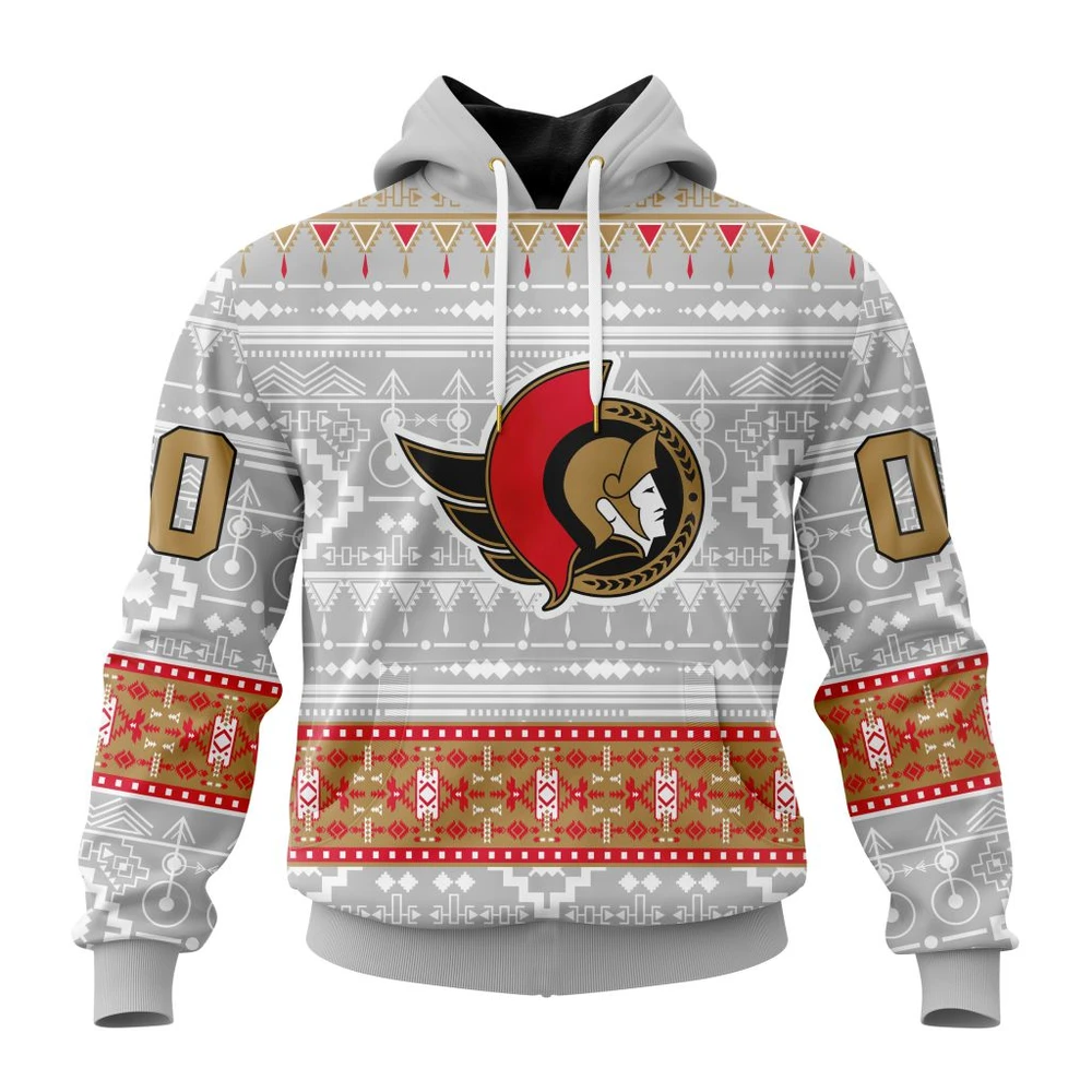 Ottawa Senators Special Native Design All Over Print Hoodie Style 16417