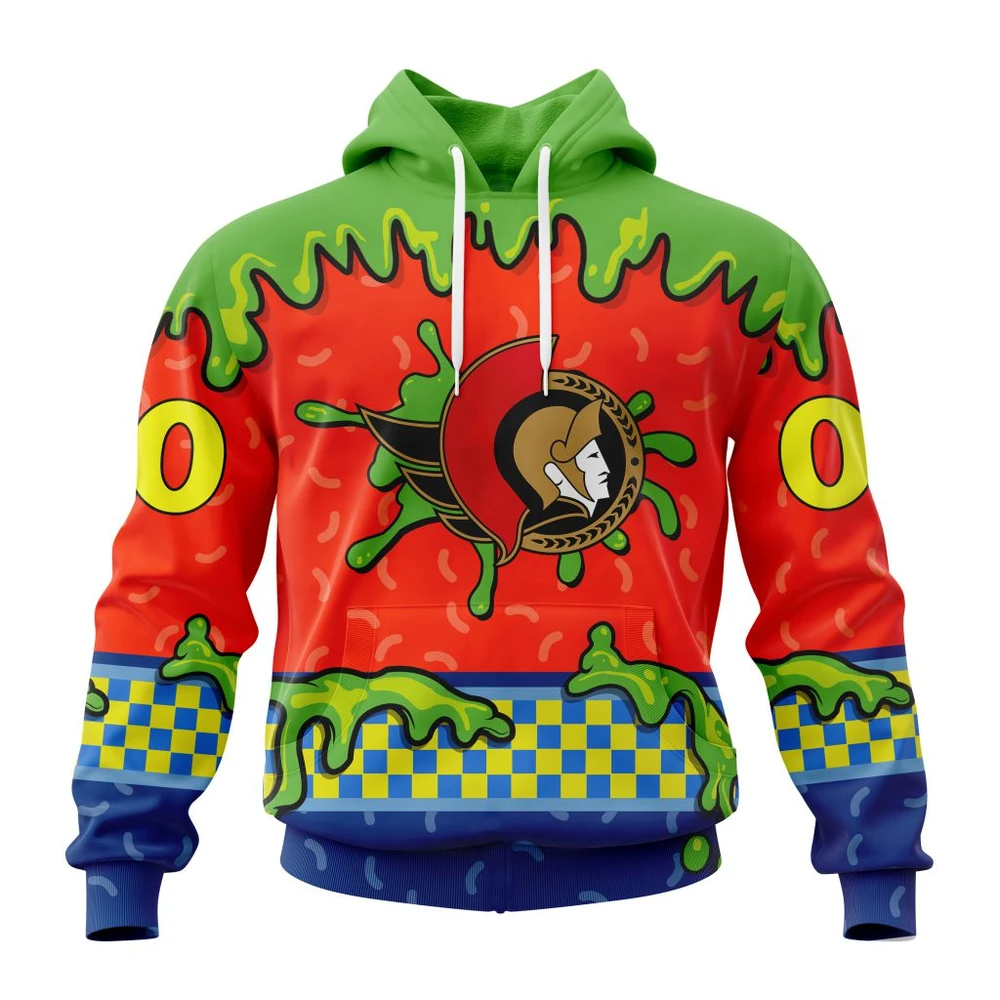 Ottawa Senators Special Nickelodeon Design All Over Print Hoodie Style 52816