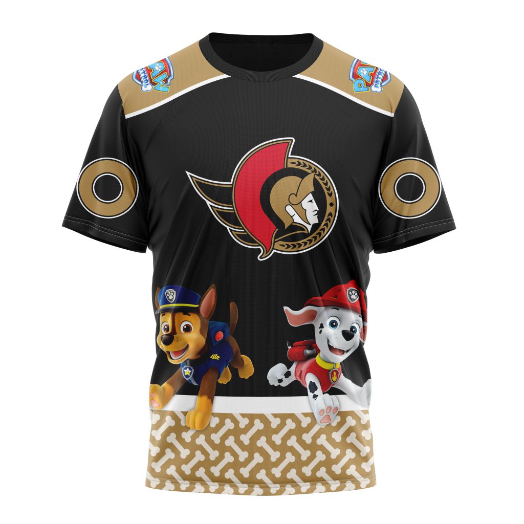 Ottawa Senators Special Paw Patrol Design Personalized Name And Number T-Shirt Oregontrailrvpk Shirt