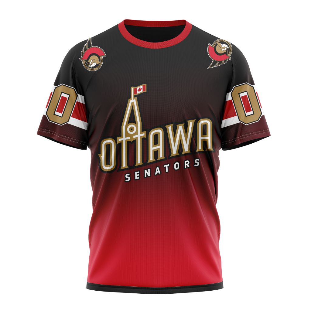 Ottawa Senators Special Retro Gradient Design Personalized Name And Number T-Shirt Oregontrailrvpk Shirt