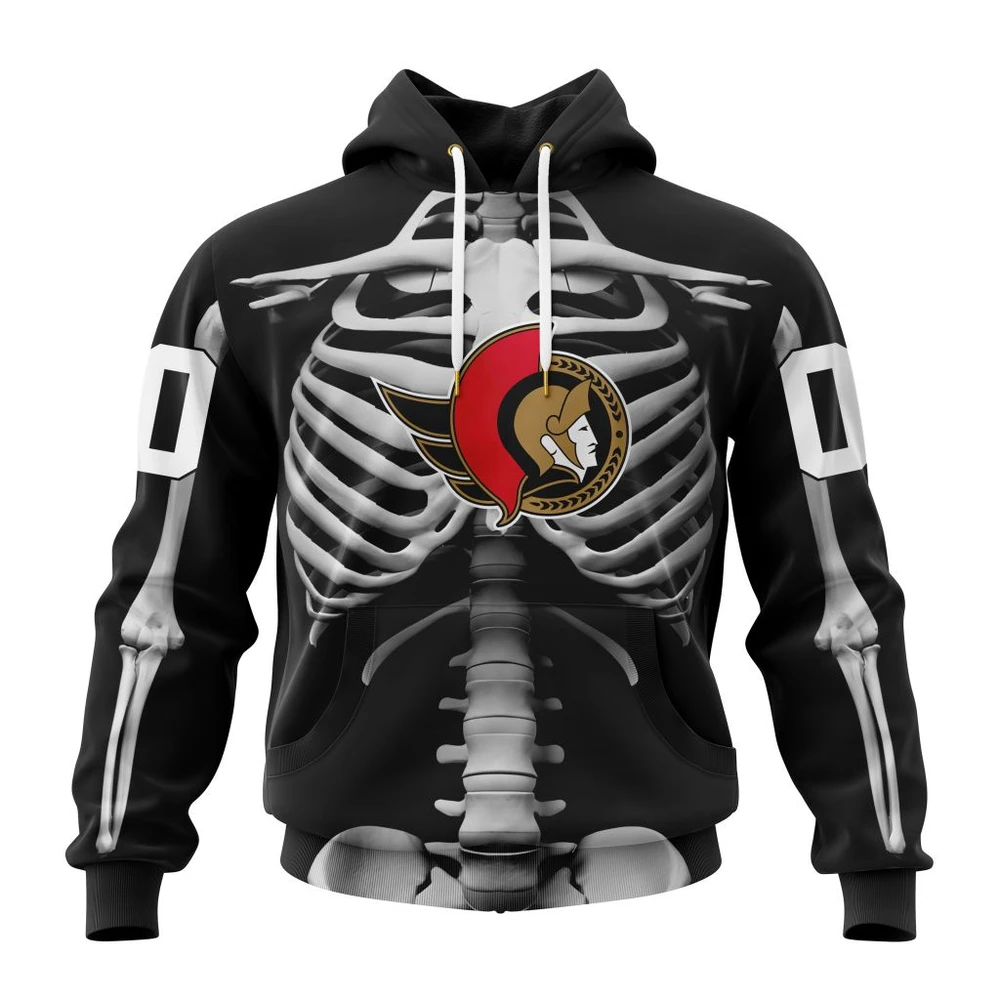 Ottawa Senators Special Skeleton Costume For Halloween All Over Print Hoodie Style 57469