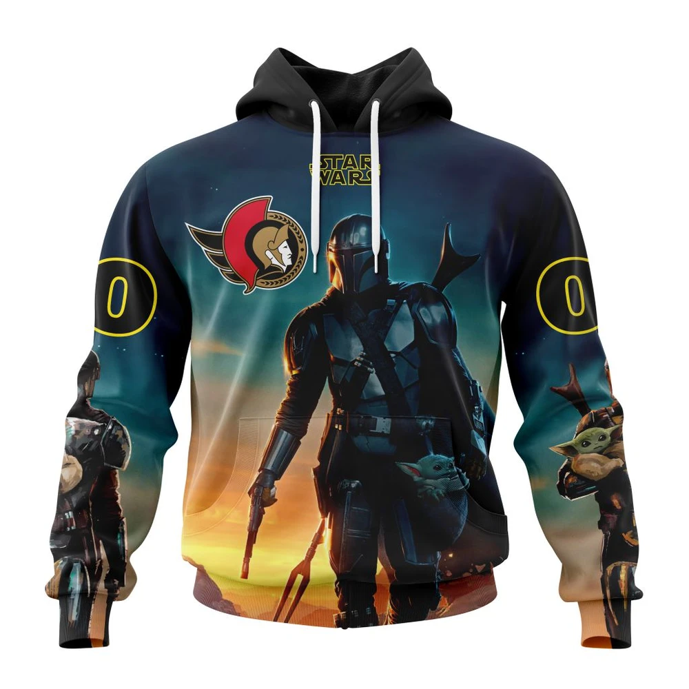 Ottawa Senators Special Star Wars The Mandalorian Design All Over Print Hoodie Style 61616