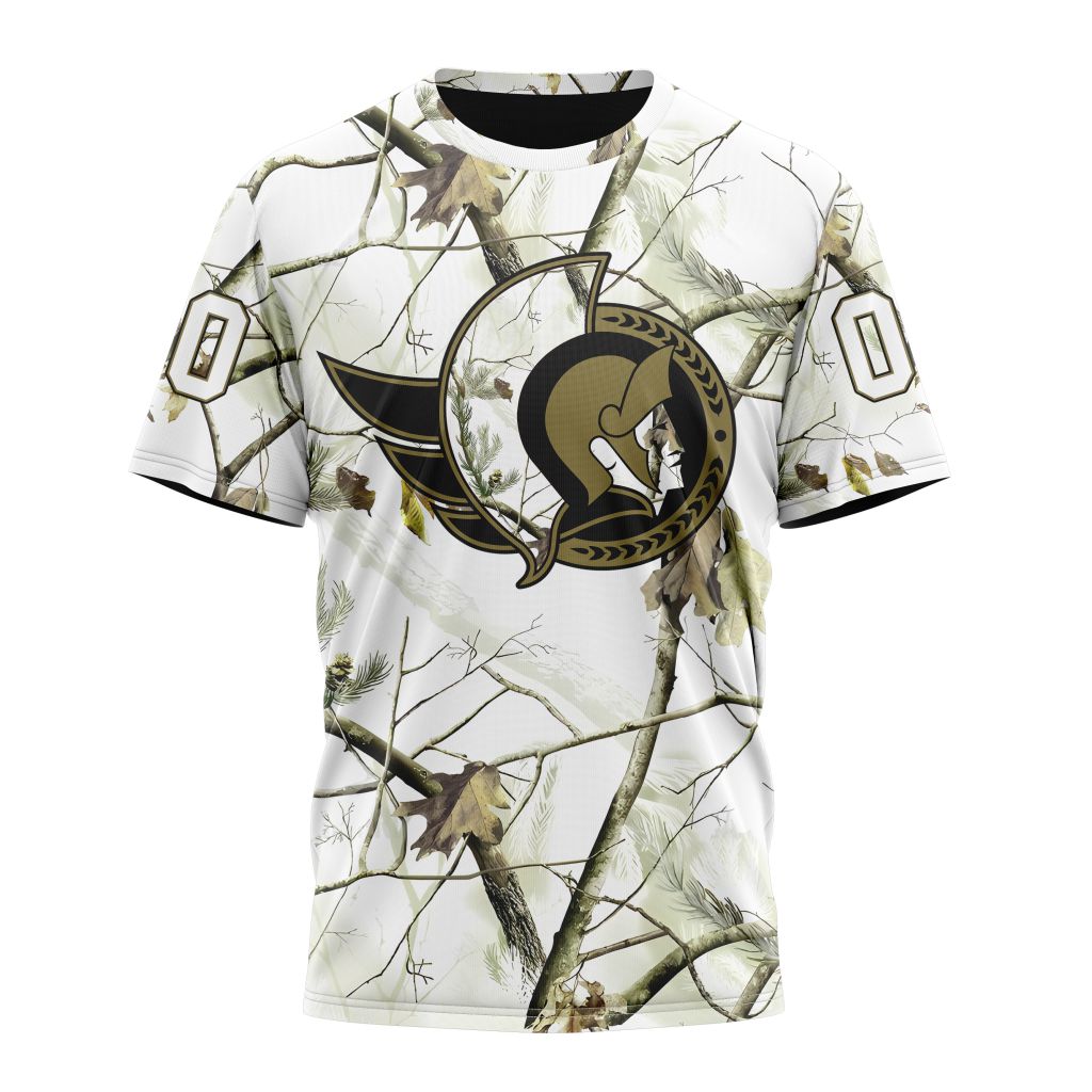 Ottawa Senators Special White Winter Hunting Camo Design Personalized Name And Number T-Shirt Oregontrailrvpk Shirt