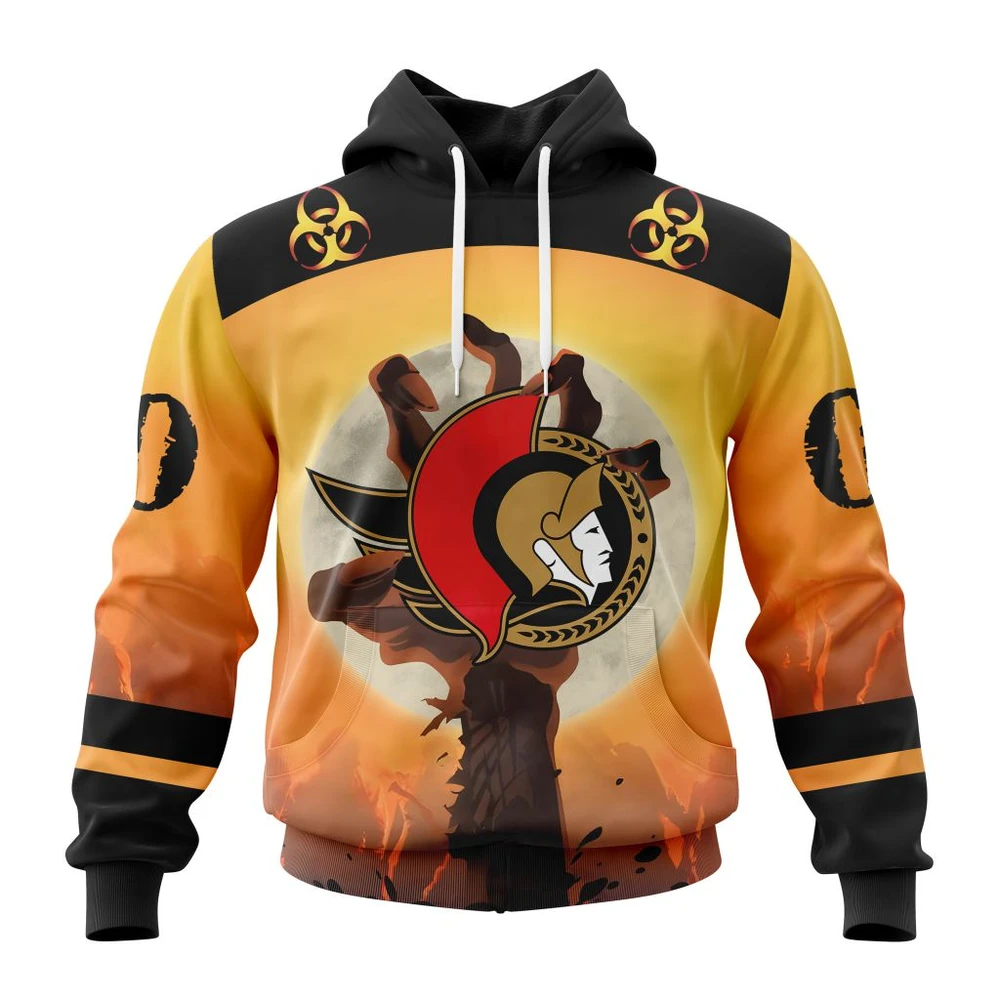 Ottawa Senators Special Zombie Design For Halloween All Over Print Hoodie Style 52690