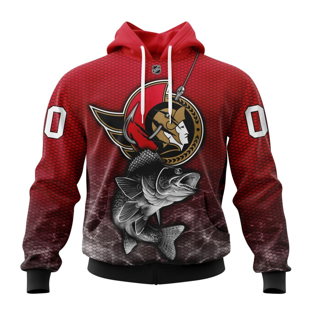 Ottawa Senators Specialized Fishing All Over Print Hoodie Style 99326