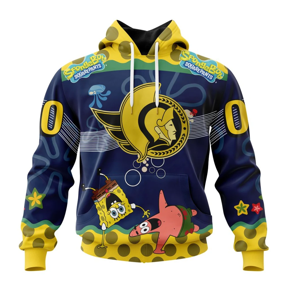 Ottawa Senators Specialized Jersey With Spongebob All Over Print Hoodie Style 70341