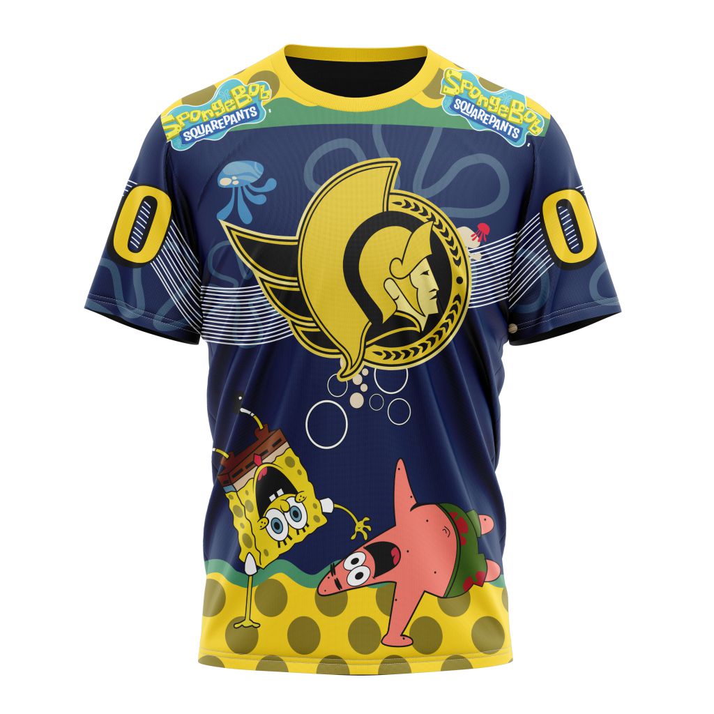Ottawa Senators Specialized Jersey With SpongeBob Personalized Name And Number T-Shirt Oregontrailrvpk Shirt