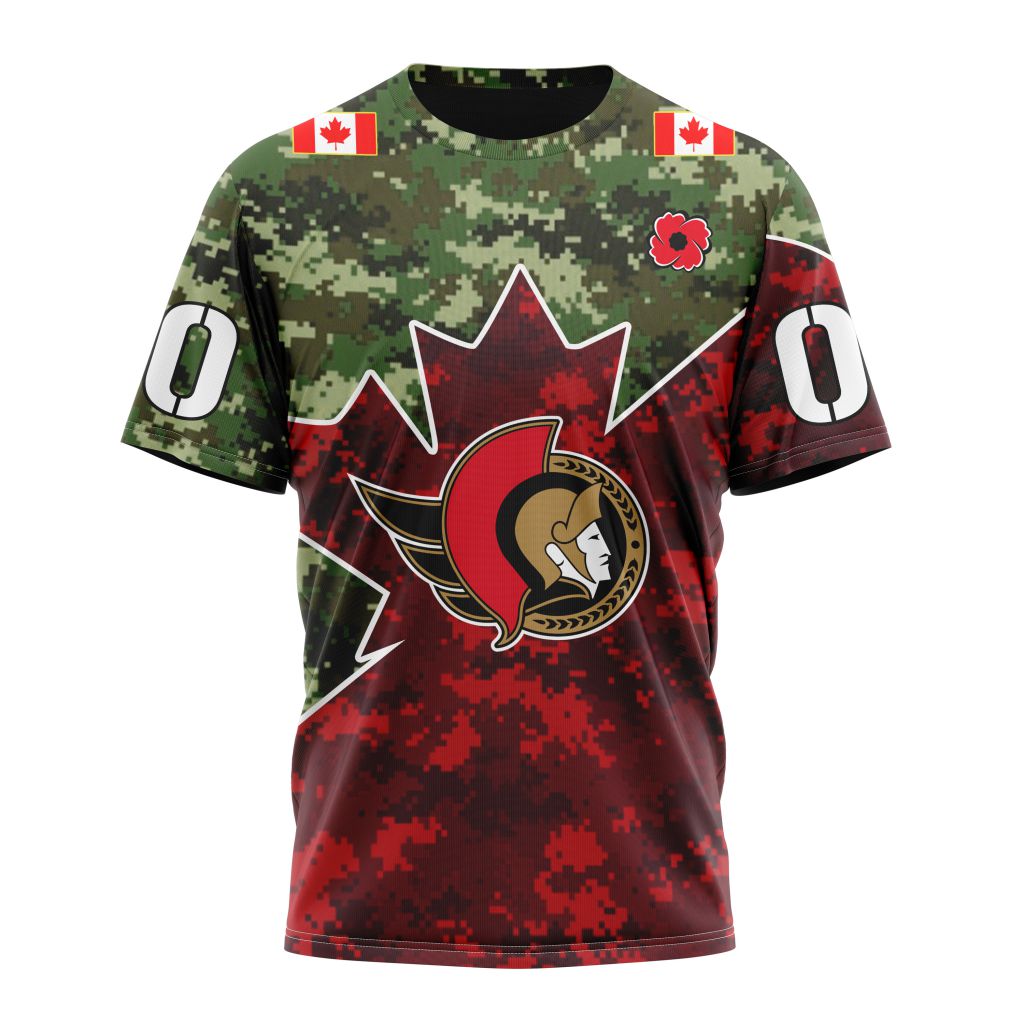 Ottawa SenatorsSpecial Design For Remembrance Day Personalized Name And Number T-Shirt Oregontrailrvpk Shirt