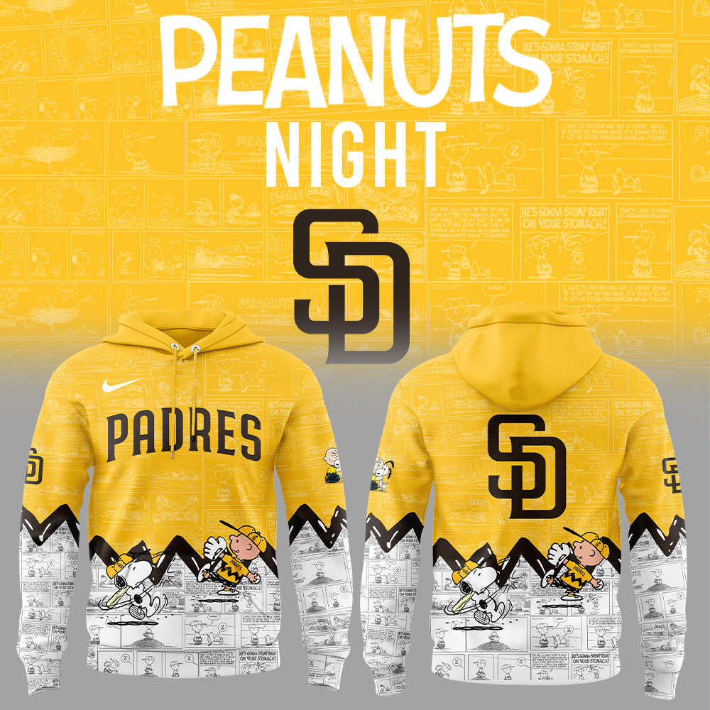 Padres 75th Anniversary of Peanuts Hoodie Gift Ideas For Baseball Players