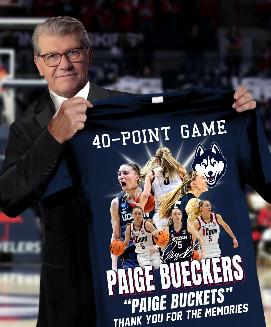 Paige Bueckers T-Shirt Paige Buckets 40-Point Game Thank You For The Memories Oregontrailrvpk Shirt