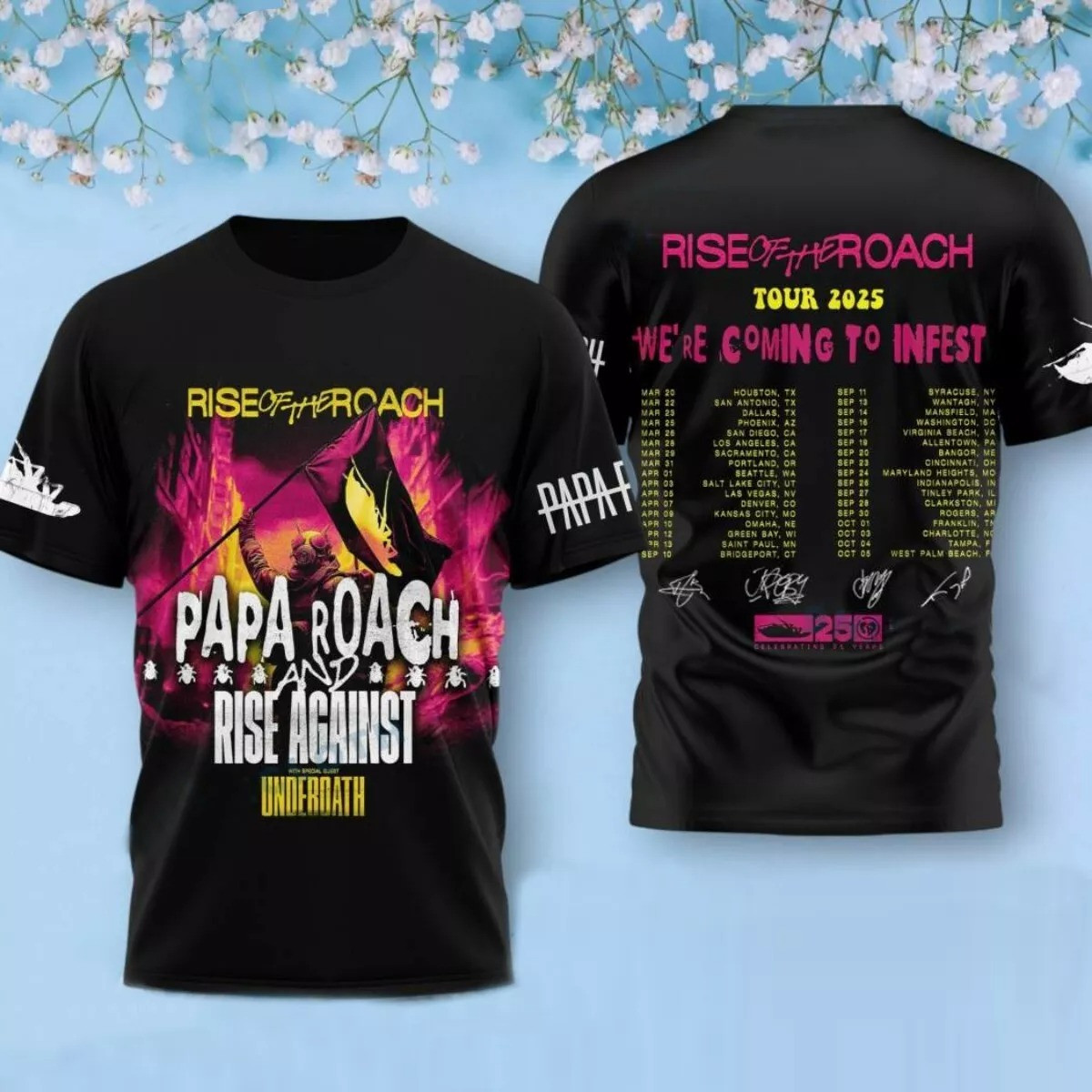 Papa Roach Rise Of The Roach Tour 2025 We're Coming To Infest 3D Shirt Oregontrailrvpk Shirt