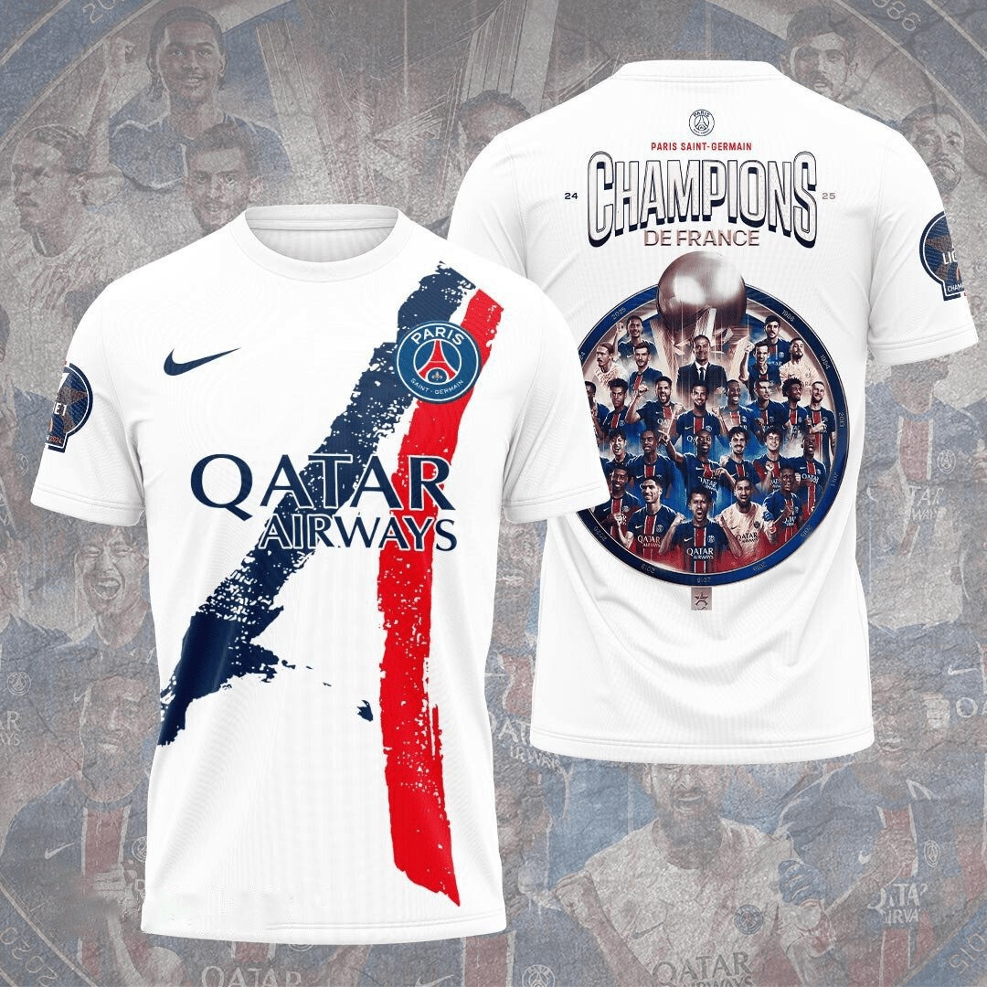 Paris Saint Germans And Champions De France 2025 T-Shirt For Dudes Oregontrailrvpk Shirt