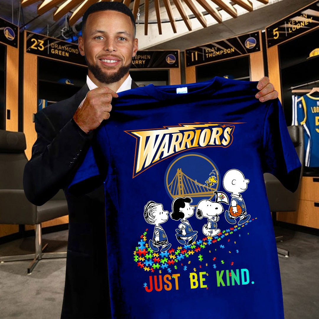 Peanuts Snoopy Golden State Warriors Just Be Kind Shirt Autism Awareness Month Gifts Oregontrailrvpk Shirt