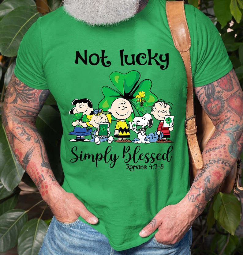 Peanuts Snoopy St Patrick's Day Shirthamrock Not Lucky Simply Blessed Faith Gifts Oregontrailrvpk Shirt