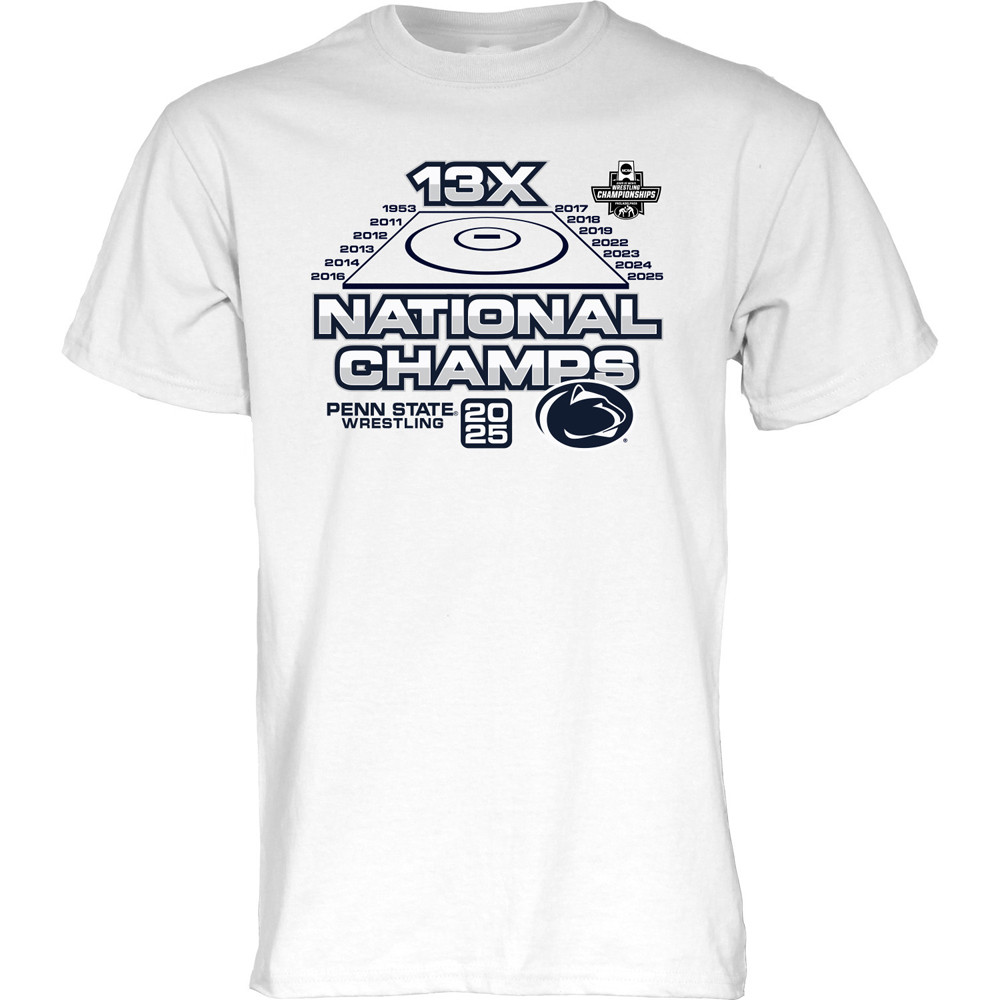 Penn State 2025 13X Wrestling National Champs Dynasty T-Shirt White Gifts For Son Oregontrailrvpk Shirt