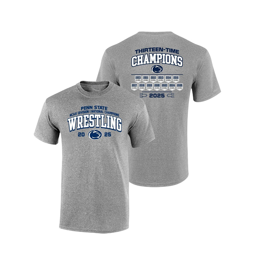 Penn State 2025 13X Wrestling National Champs Shirt Grey Gifts For Boyfriend Oregontrailrvpk Shirt