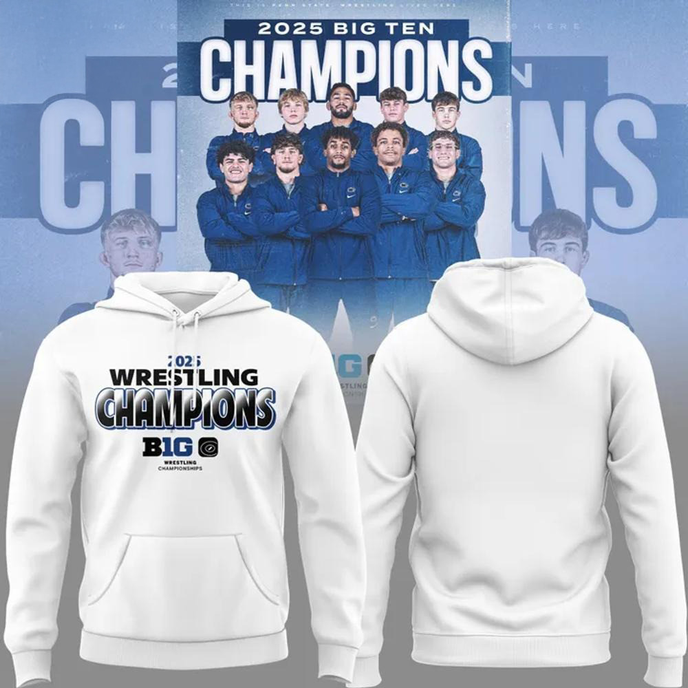 Penn State Wrestling Big Ten Champions 2025 White Hoodie