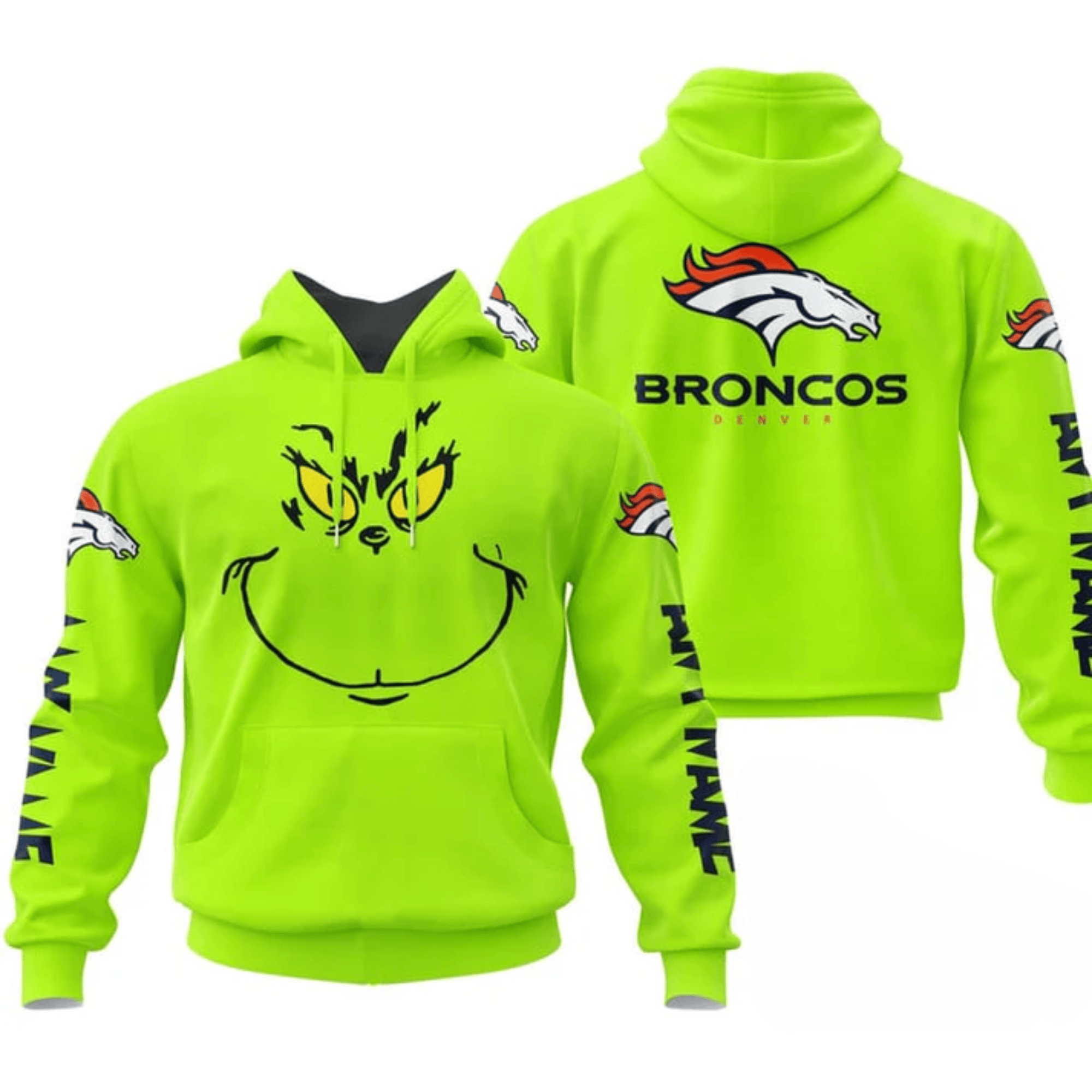 Personalized Grinch Denver Broncos Hoodie Football Christmas