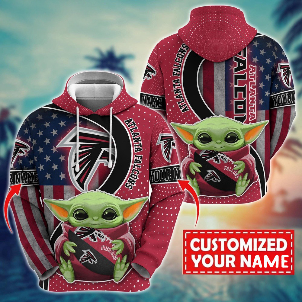 Personalized NFL Atlanta Falcons Baby Yoda Hoodie Football Gifts