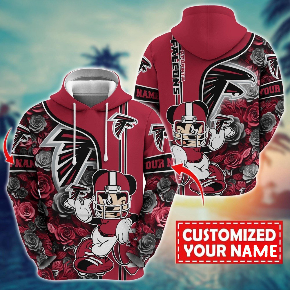 Personalized NFL Atlanta Falcons Mickey Mouse Flower Hoodie Football