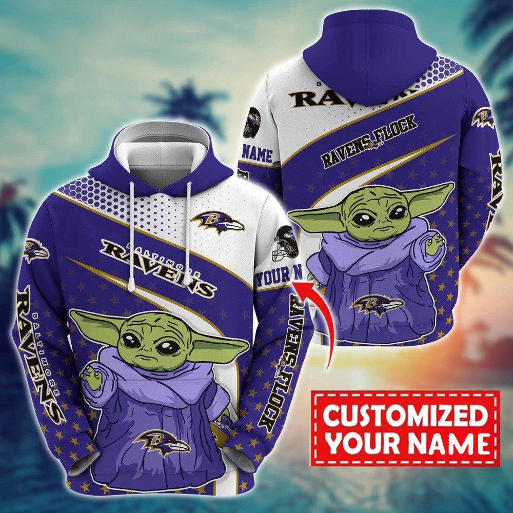 Personalized NFL Baltimore Ravens Baby Yoda Hoodie Best