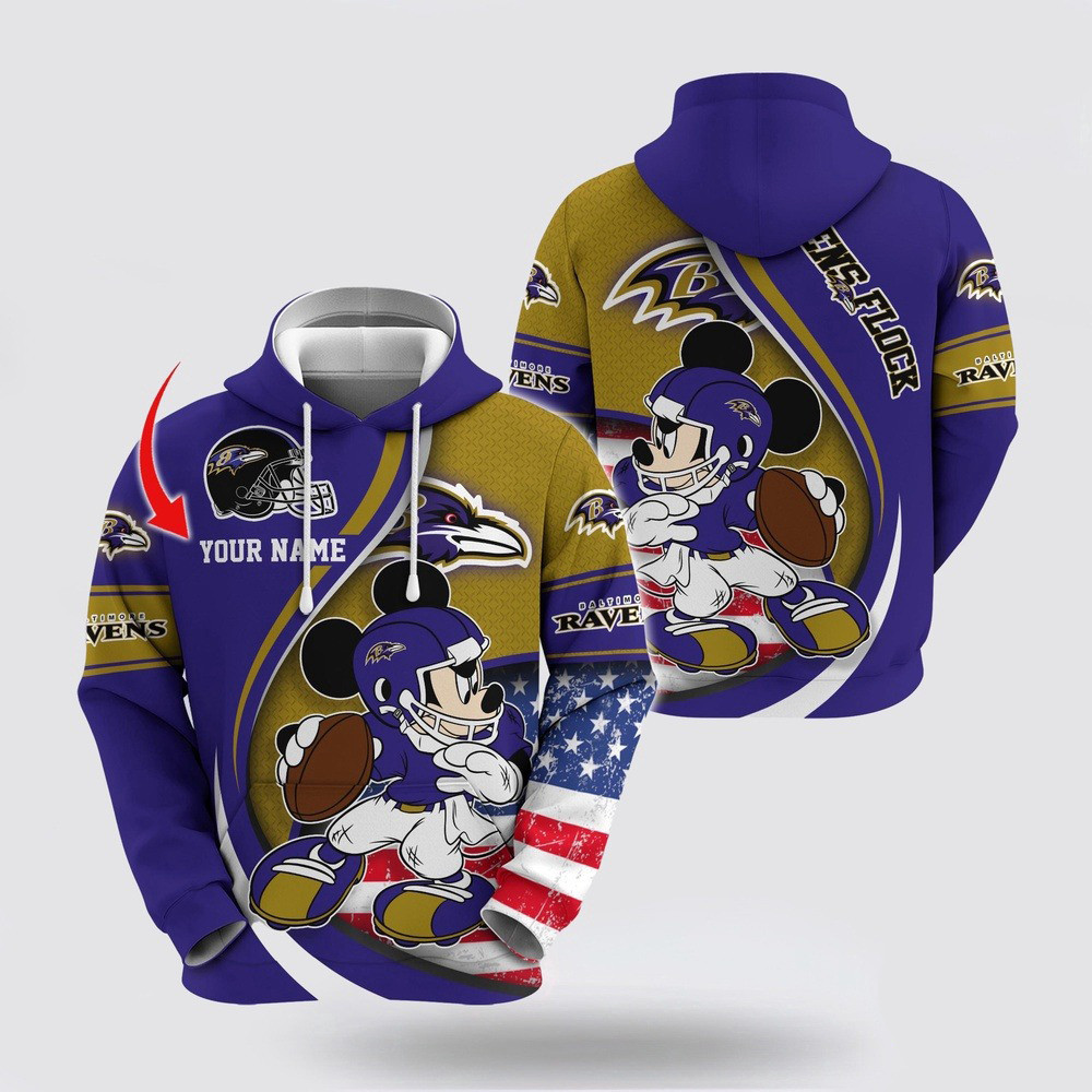 Personalized NFL Baltimore Ravens Mickey Mouse 100 Year Anniversary Hoodie